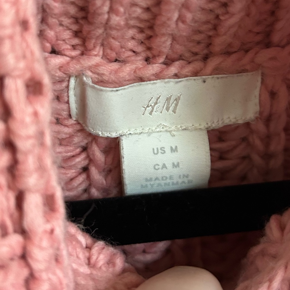 Thick chunky pink knit turtleneck mock sweater h&m - Picture 2 of 3